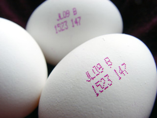 eggs with pink writing