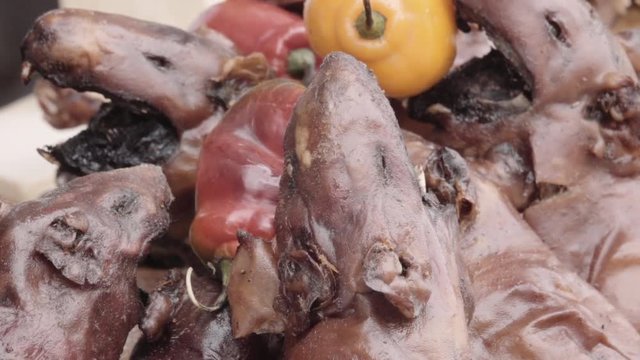Cooked on the oven the traditional plate of the Andes the guinea pig called Cuy