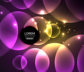 Glowing shiny overlapping circles composition on dark background