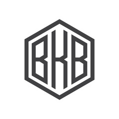 three-letter initials hexagon logo black
