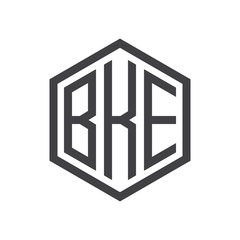 three-letter initials hexagon logo black