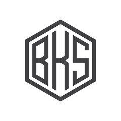 three-letter initials hexagon logo black