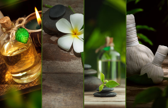 spa theme collage composed of different images