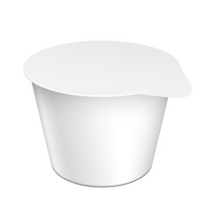 Realistic White plastic container for yogurt,
