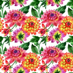 Meubelstickers Wildflower dahlia flower pattern in a watercolor style isolated. © yanushkov