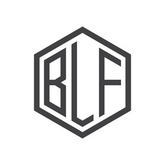 three-letter initials hexagon logo black
