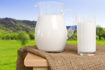 Pitcher  with some milk
