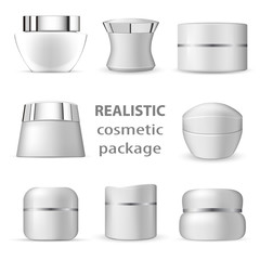 3d white realistic cosmetic package icon set empty tubes on white background vector illustration. 3d white realistic cosmetic package collection of isolated beauty product images creams.