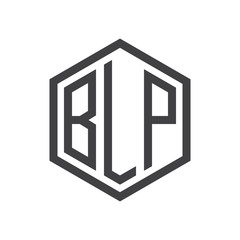 three-letter initials hexagon logo black