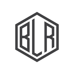 three-letter initials hexagon logo black