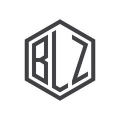 three-letter initials hexagon logo black