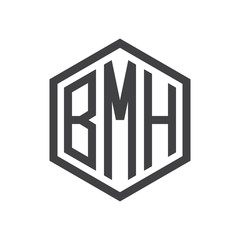 three-letter initials hexagon logo black
