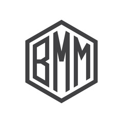 three-letter initials hexagon logo black