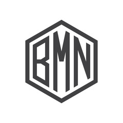 three-letter initials hexagon logo black