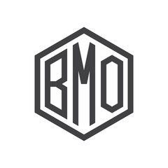 three-letter initials hexagon logo black