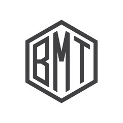 three-letter initials hexagon logo black