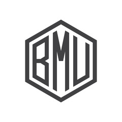 three-letter initials hexagon logo black
