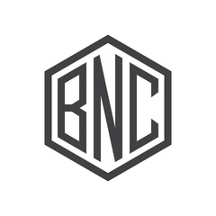 three-letter initials hexagon logo black