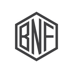 three-letter initials hexagon logo black