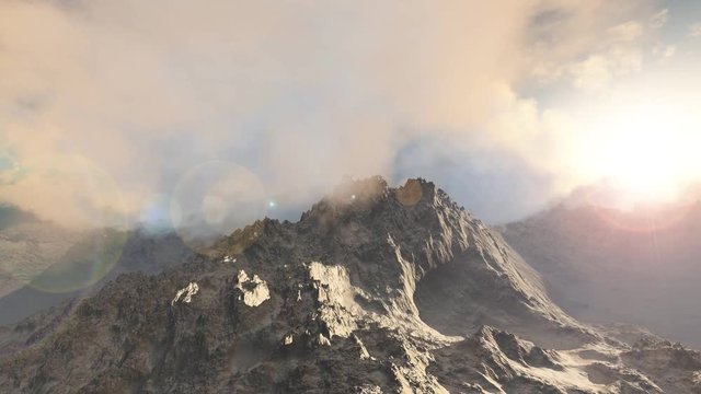 loop rotate camera above mountains