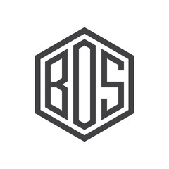 three-letter initials hexagon logo black