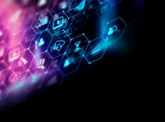 Obraz premium fintech icon on abstract financial technology background .