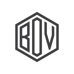 three-letter initials hexagon logo black