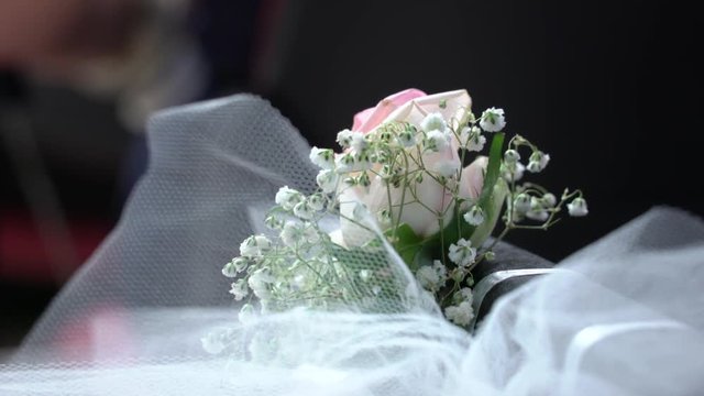Close up of a flower with tulle 