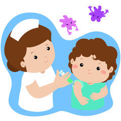 Vaccination child cartoon vector.