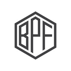 three-letter initials hexagon logo black