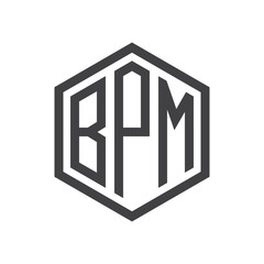 three-letter initials hexagon logo black