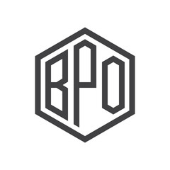 three-letter initials hexagon logo black