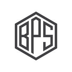 three-letter initials hexagon logo black