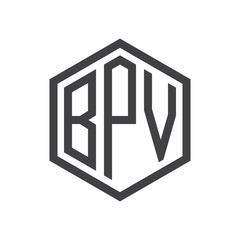 three-letter initials hexagon logo black