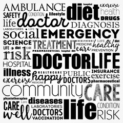 Doctor word cloud collage, healthcare concept background