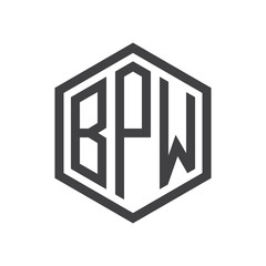 three-letter initials hexagon logo black