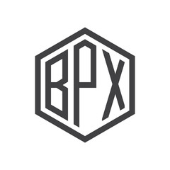 three-letter initials hexagon logo black