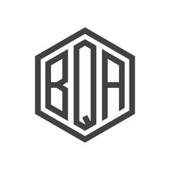 three-letter initials hexagon logo black