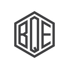 three-letter initials hexagon logo black