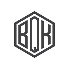 three-letter initials hexagon logo black