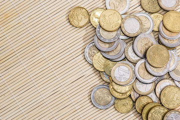 different euro coin close up.