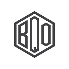 three-letter initials hexagon logo black