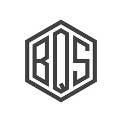 three-letter initials hexagon logo black