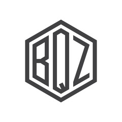 three-letter initials hexagon logo black
