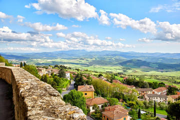 Panoramic view of historic city Volterra, Italy