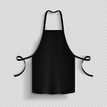 Black kitchen apron. Chef uniform for cooking vector template
