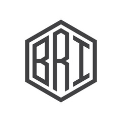three-letter initials hexagon logo black