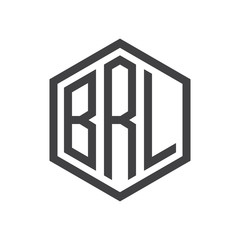 three-letter initials hexagon logo black