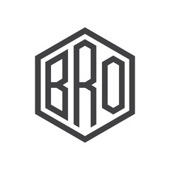 three-letter initials hexagon logo black