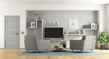 Modern living room with tv